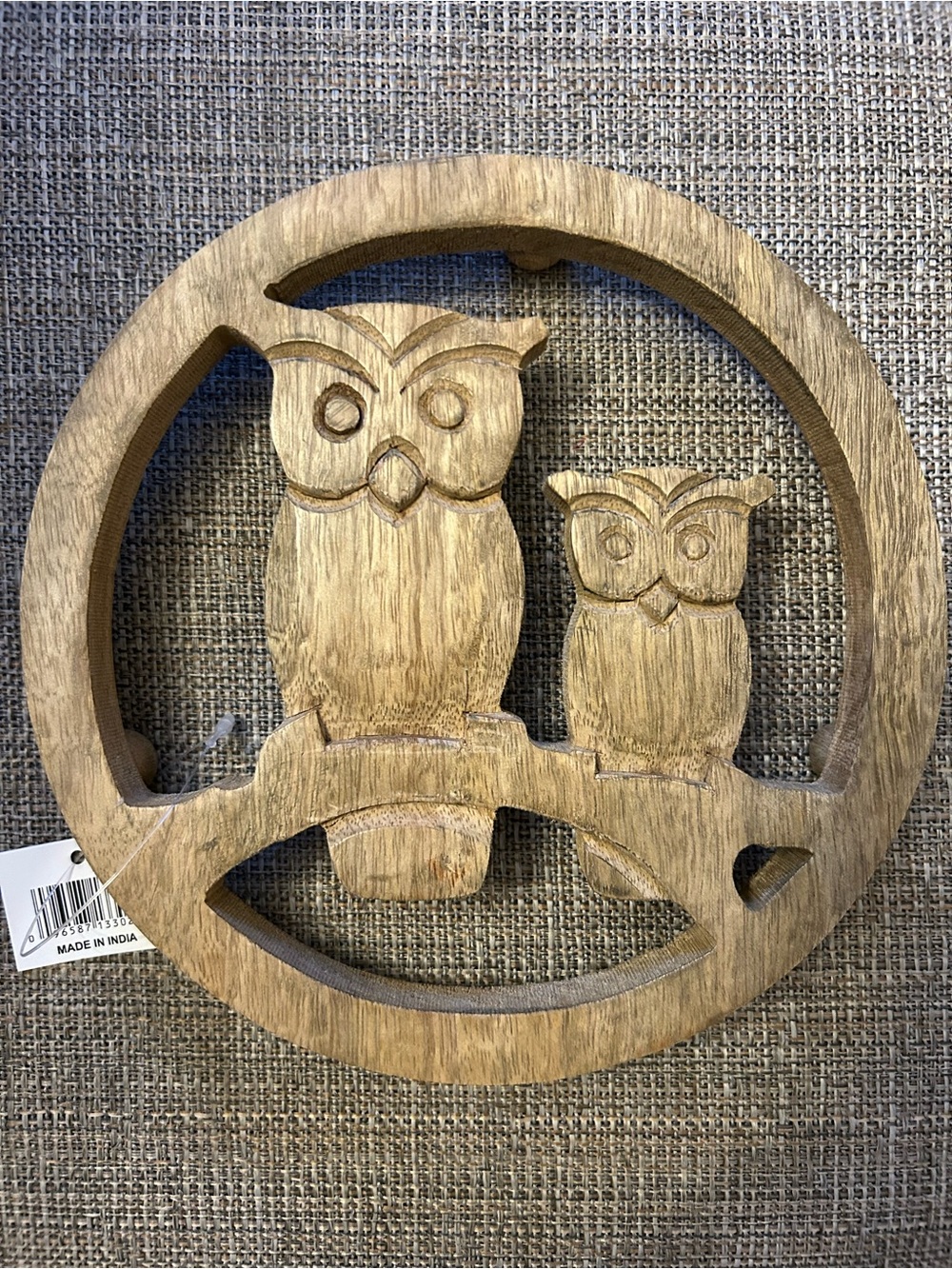 NWT Wooden Owl Trivet Owls Wood Brown
